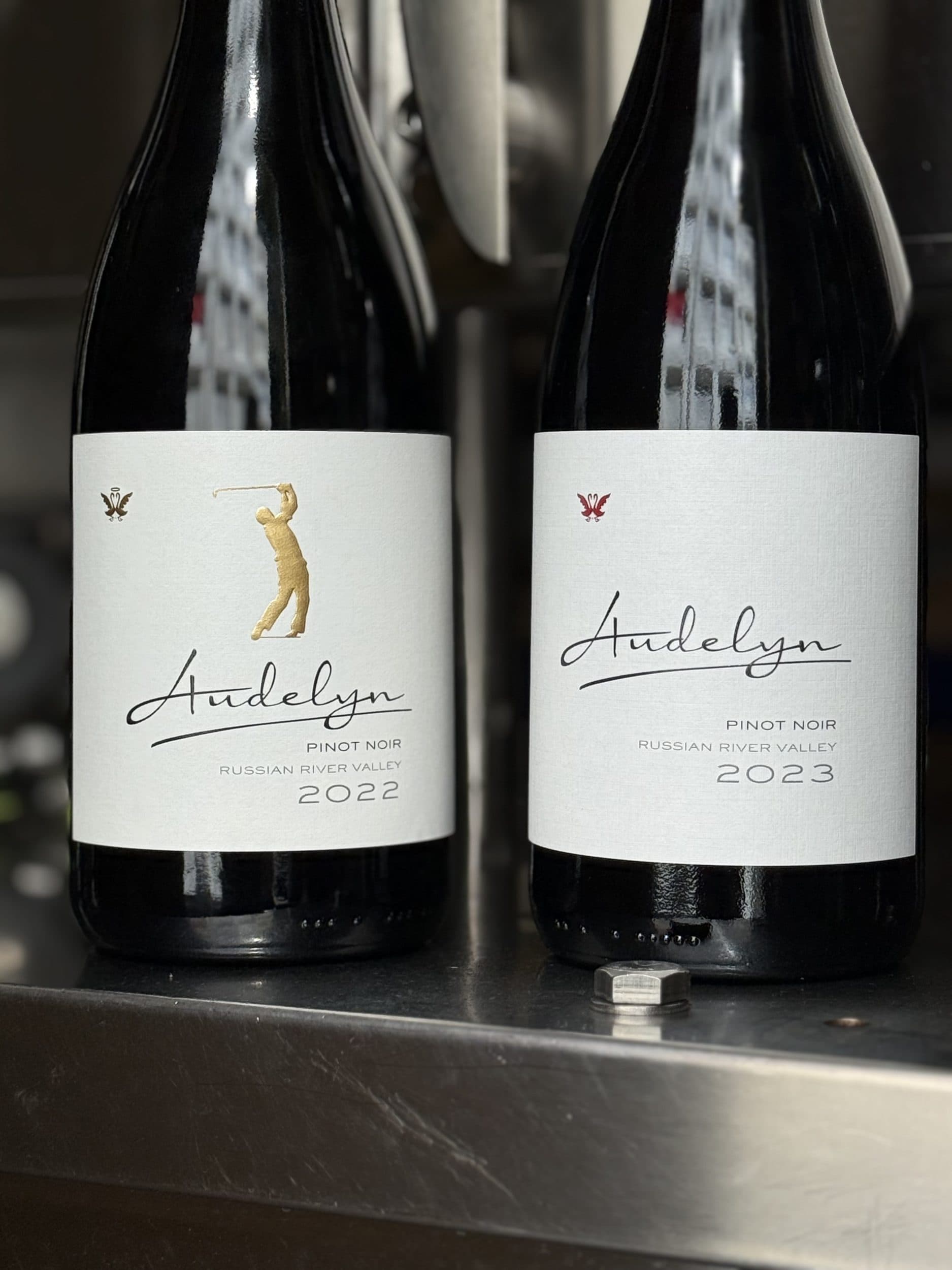 2022 and 2023 Audelyn Pinot Noir bottles